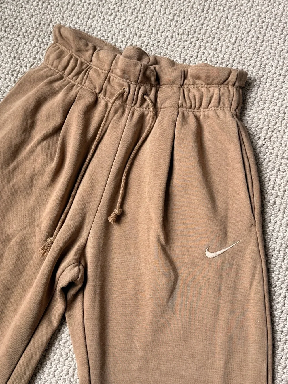 Nike Kids Tan Wide-Leg Sweatpants with Side Slits